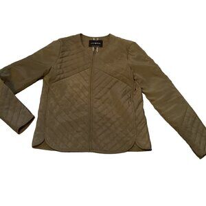 Lucky Brand Lightweight Full Zip Quilted Crop Jacket 2 Pocket Sz XS Green 198B